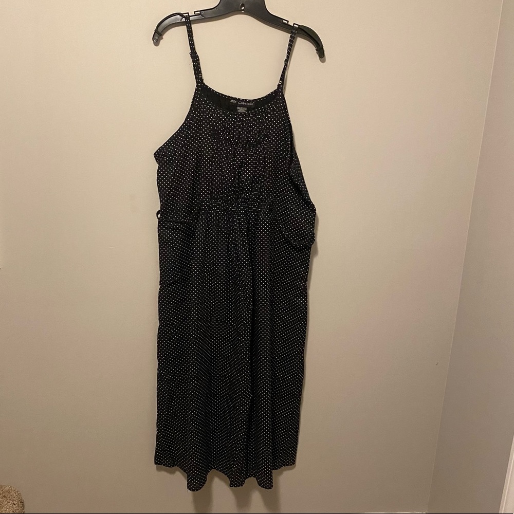 Black with white polka dot midi dress 22/24